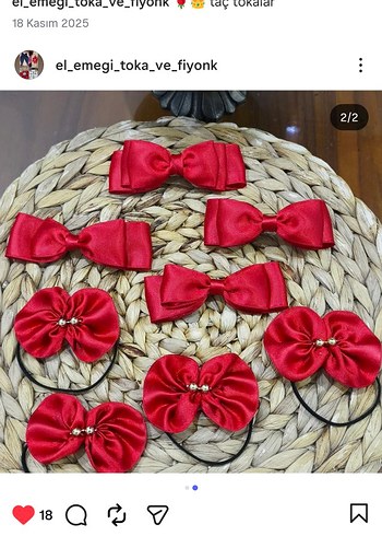 Kız Çocukları İçin Kırmızı Fiyonk Saç Tokaları - Görsel 2