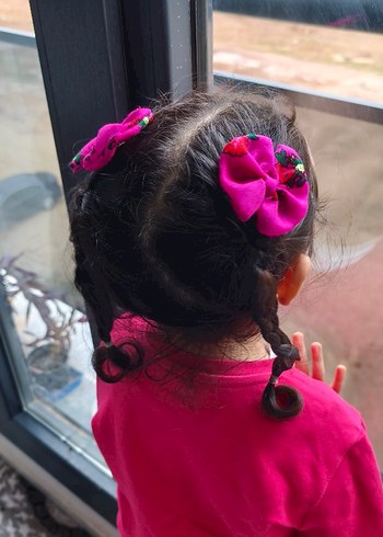 Renkli Bağlamalı Fiyonk Saç Tokası - Görsel 3