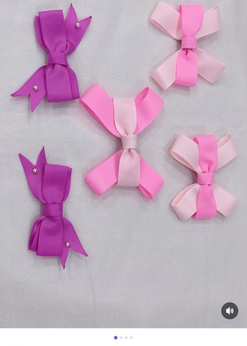 Renkli Nakışlı Fiyonk Saç Tokaları - Görsel 3