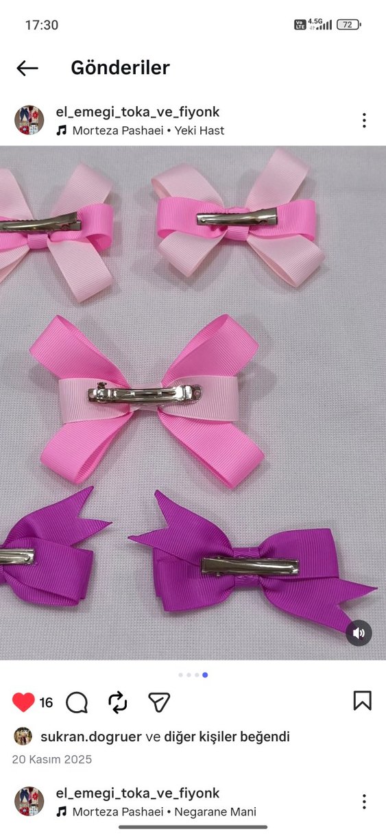 Renkli Nakışlı Fiyonk Saç Tokaları - Görsel 2