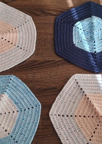 Çok Renkli El Örgüsü Amerikan Servisi Takımı - Görsel 3