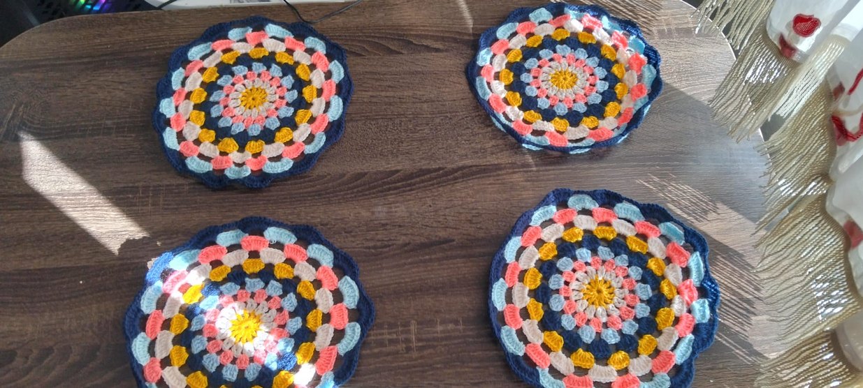 Çiçek Desenli Örgü Amerikan Servisi Takımı - Görsel 2