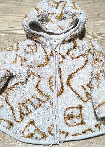 Erkek Bebek Krem Ayı Desenli Peluş Takım - Görsel 2