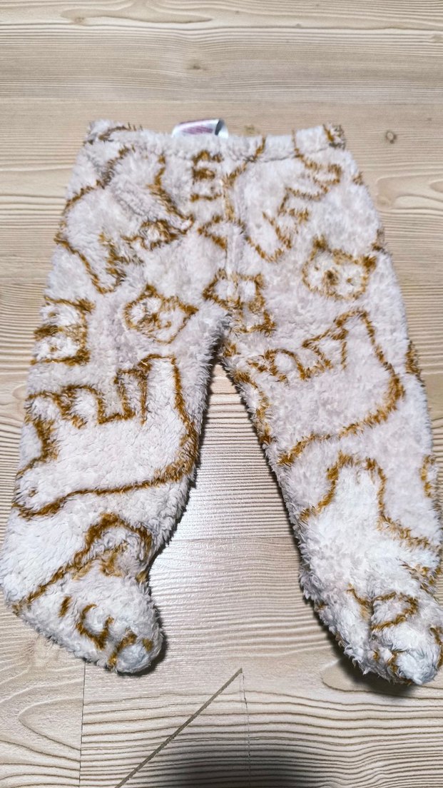 Erkek Bebek Krem Ayı Desenli Peluş Takım - Görsel 3