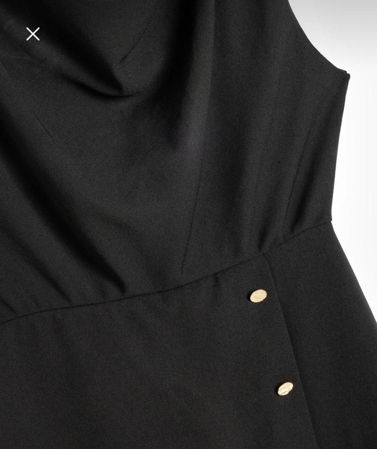 Düğmeli Siyah Kolsuz Midi Tulum - Görsel 2