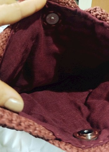 Örgü Bordo Bohem Kadın Çanta - Görsel 2