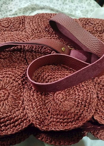 Örgü Bordo Bohem Kadın Çanta - Görsel 3