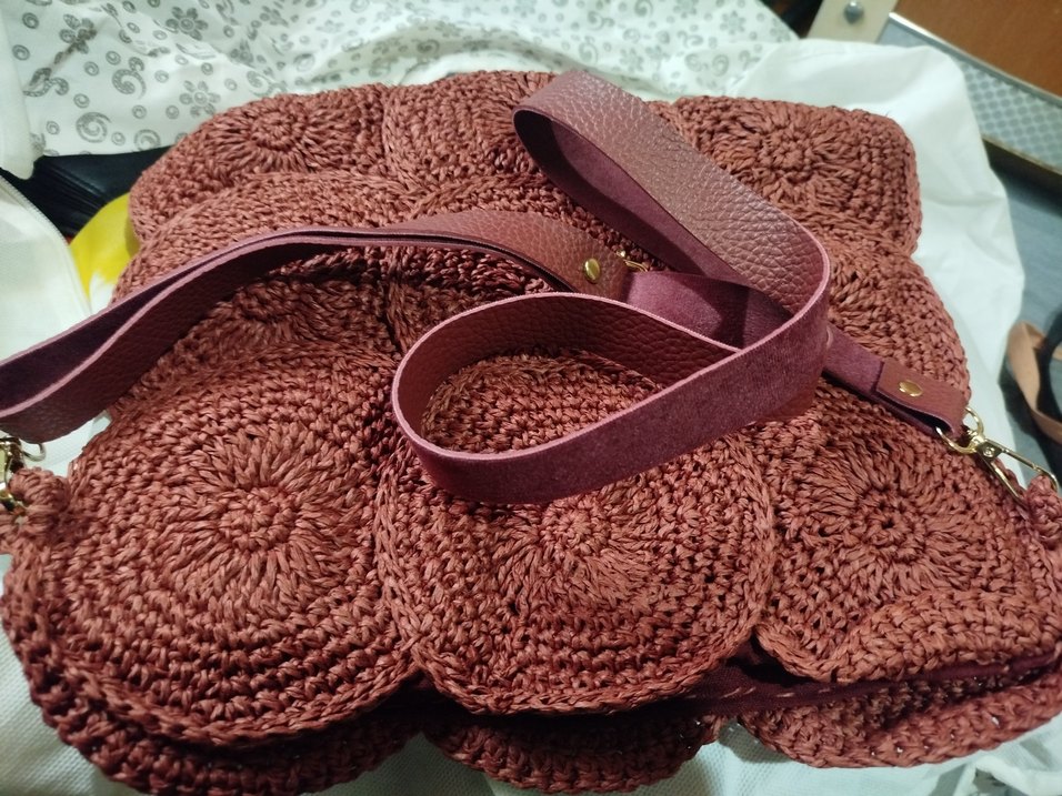 Örgü Bordo Bohem Kadın Çanta - Görsel 3