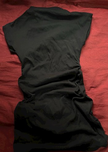 Drapeli Siyah elbise - Görsel 2