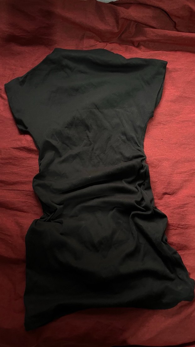 Drapeli Siyah elbise - Görsel 2