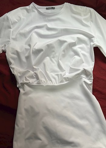 Drapeli Kısa Kollu elbise - Görsel 2