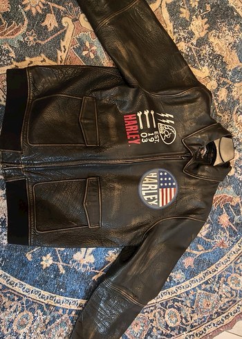 Harley davidson Siyah Deri Biker Ceket - Görsel 3