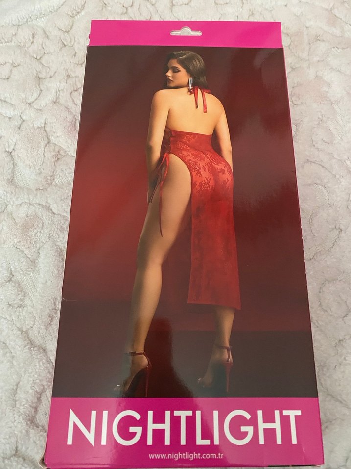 Kırmızı Uzun Askılı Kadın Gecelik - Görsel 2