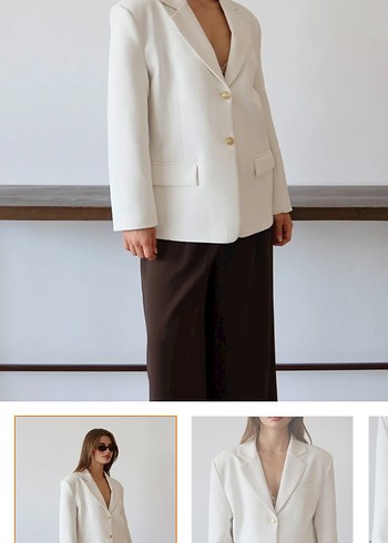 Düğmeli Bej Kadın Blazer Ceket - Görsel 3