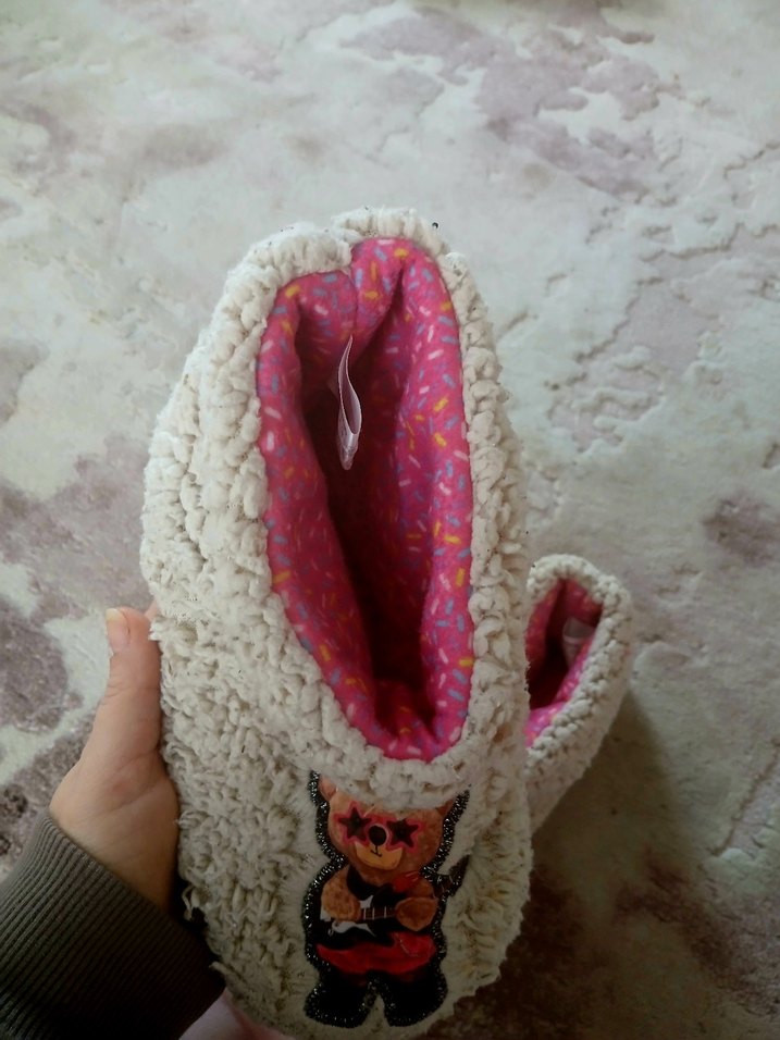 Kızlar İçin Pembemsi Gri Sıcak panduf - Görsel 4