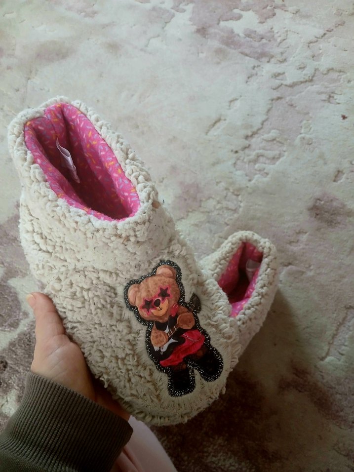 Kızlar İçin Pembemsi Gri Sıcak panduf - Görsel 3