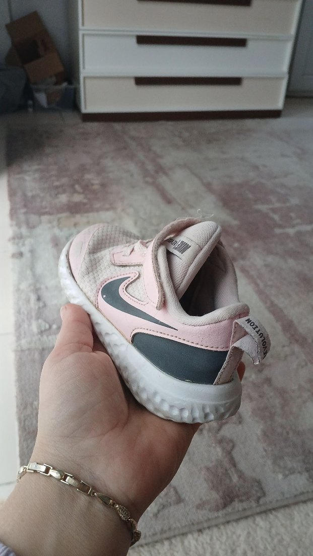 Kız Çocuk Pudra Pembe Cırt Cırtlı Spor Ayakkabı - Görsel 4