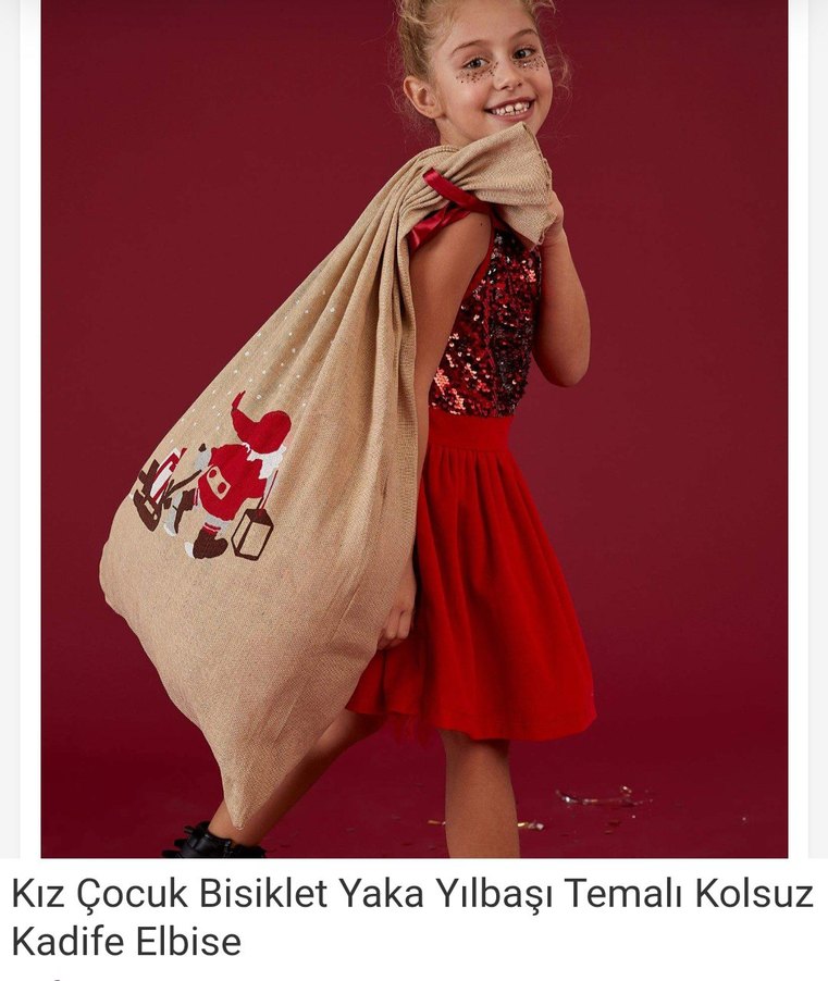 Kız Çocuk Kırmızı Pul İşlemeli Elbise - Görsel 4