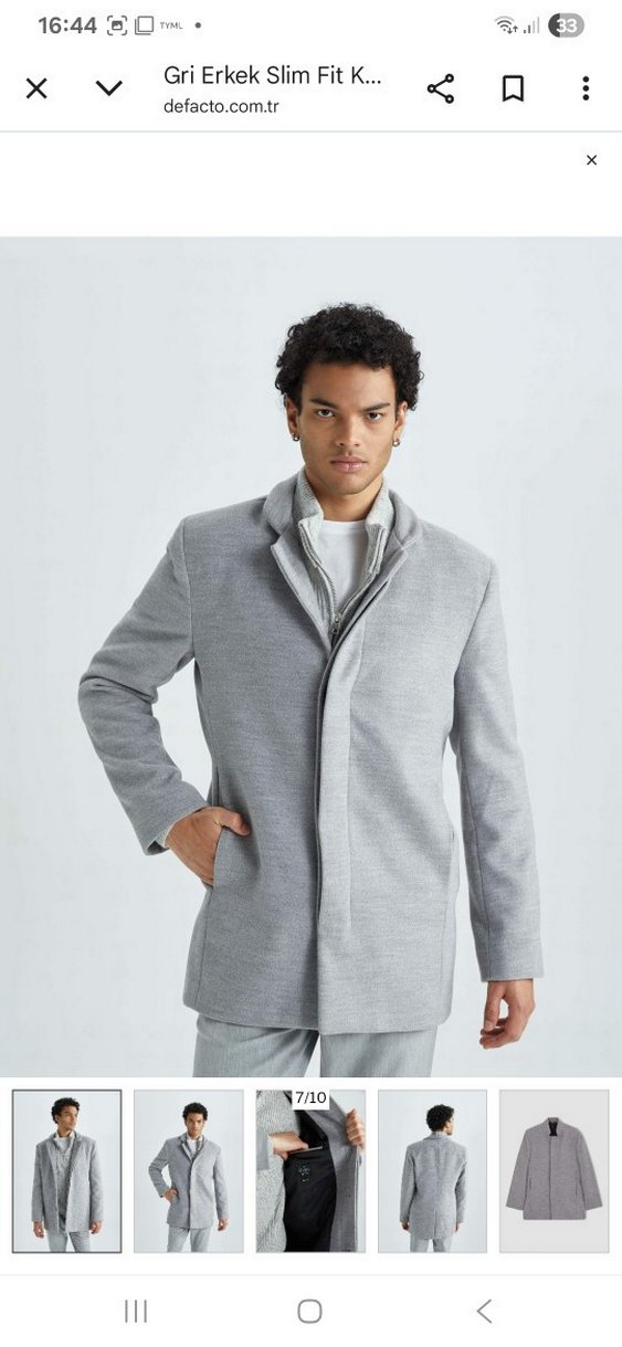 Gri Düğmeli Erkek Ofis Ceketi - Görsel 3