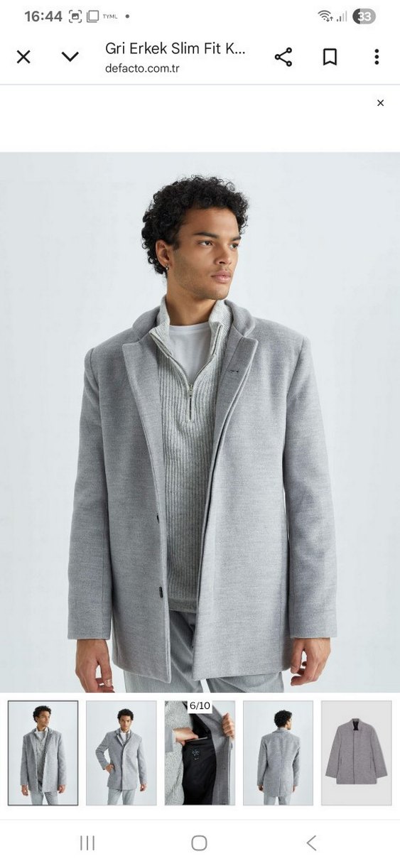 Gri Düğmeli Erkek Ofis Ceketi - Görsel 5