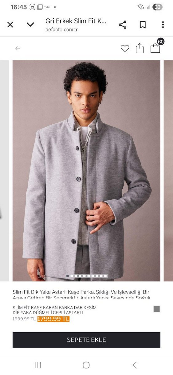 Gri Düğmeli Erkek Ofis Ceketi - Görsel 2