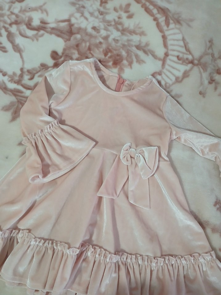 Pembe Kız Çocuk Fırfırlı Elbise - Görsel 2