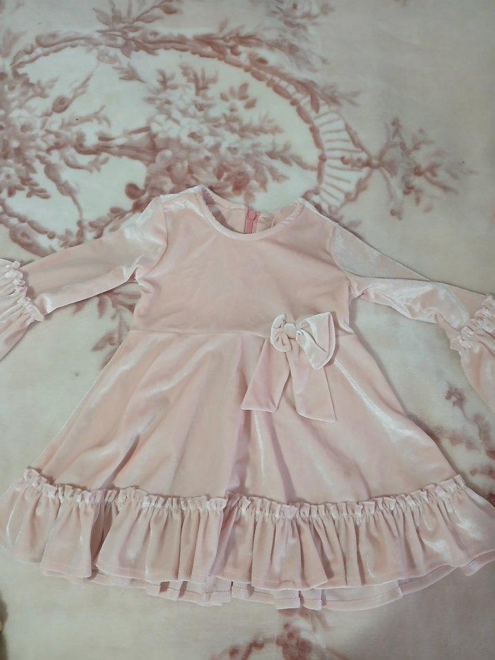 Pembe Kız Çocuk Fırfırlı Elbise - Görsel 3