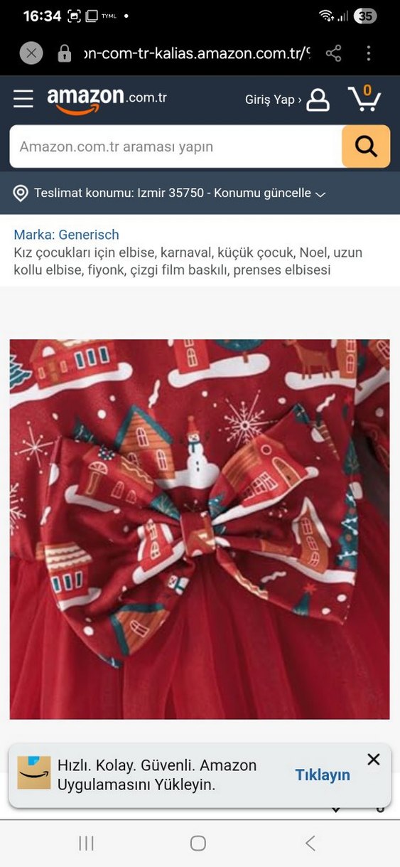 Kız Çocuk Kırmızı Fiyonklu Uzun Kollu Elbise - Görsel 3