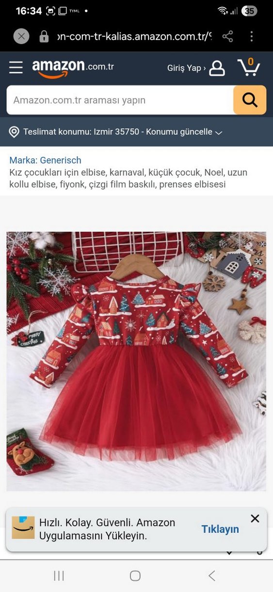 Kız Çocuk Kırmızı Fiyonklu Uzun Kollu Elbise - Görsel 2