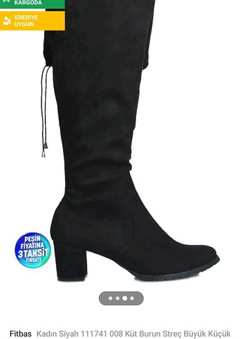 Siyah Süet Stiletto Topuklu Kadın Dizüstü Çizme - Görsel 3