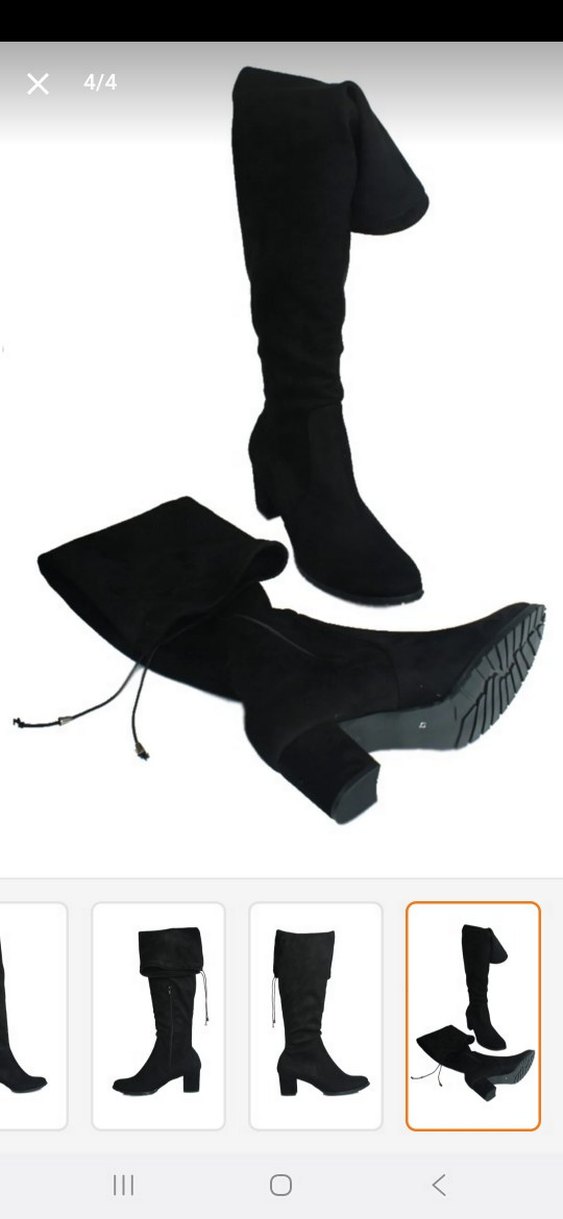 Siyah Süet Stiletto Topuklu Kadın Dizüstü Çizme - Görsel 4