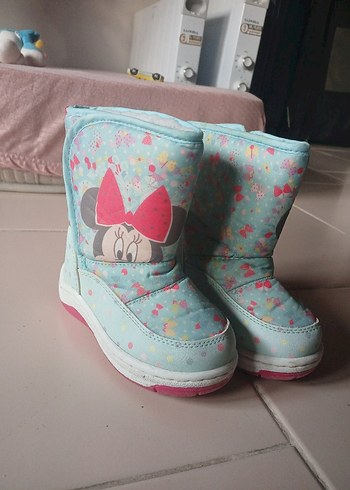 Çocuk Turkuaz Minnie Desenli Cırt Cırtlı Bot - Görsel 7