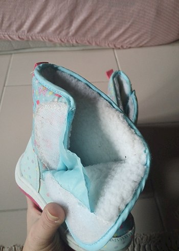 Çocuk Turkuaz Minnie Desenli Cırt Cırtlı Bot - Görsel 9