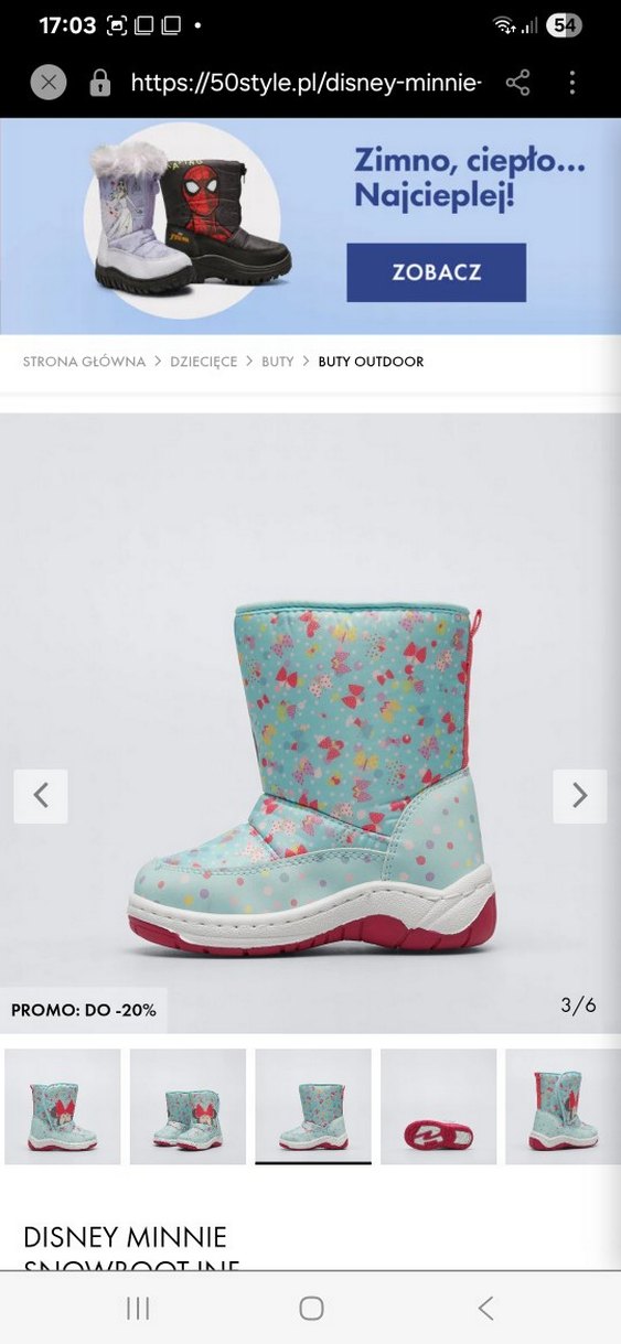 Çocuk Turkuaz Minnie Desenli Cırt Cırtlı Bot - Görsel 3