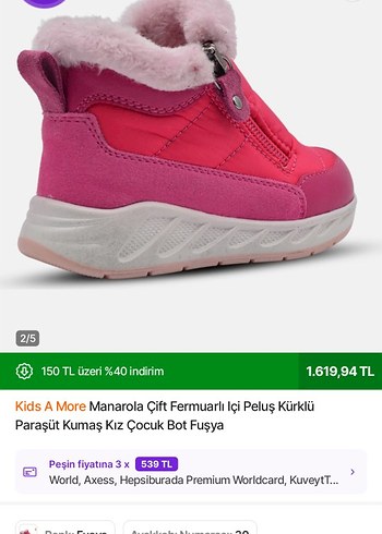 Kız Çocuk Pembe Kürklü Fermuarlı Bot - Görsel 2