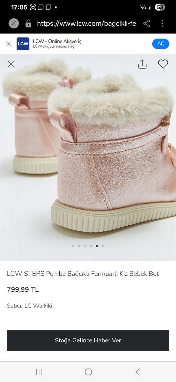 LCW STEPS Pembe Kürklü Kız Bebek Bot - Görsel 4