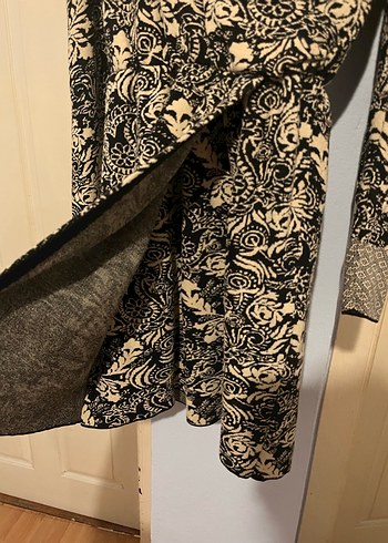 Uzun Kollu Desenli Bohem Triko Elbise - Görsel 3