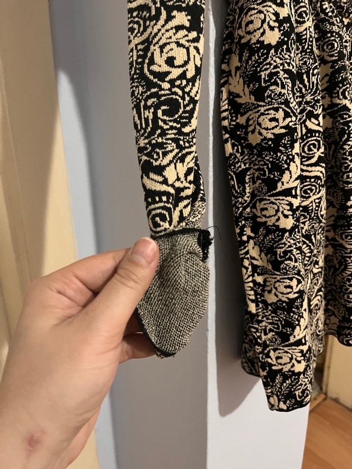 Uzun Kollu Desenli Bohem Triko Elbise - Görsel 5