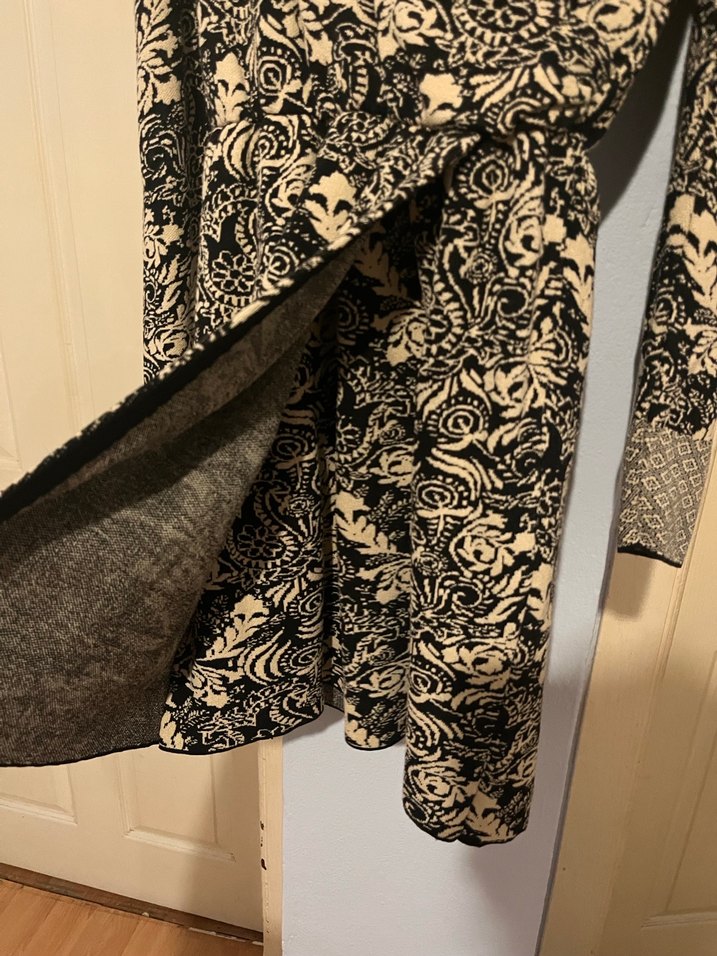 Uzun Kollu Desenli Bohem Triko Elbise - Görsel 3