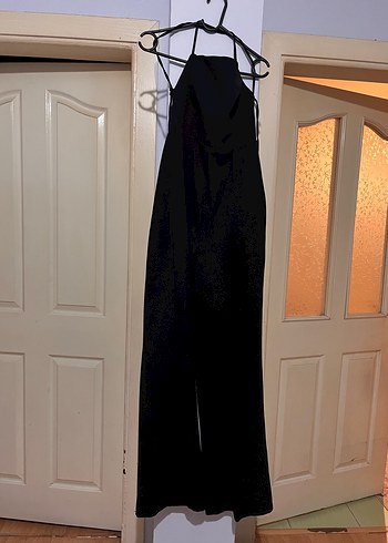 Kadın Siyah Sırt Detaylı Uzun Tulum - Görsel 2