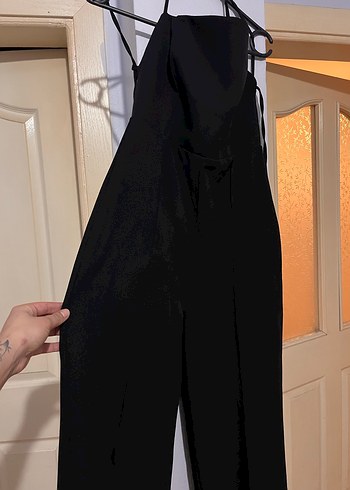 Kadın Siyah Sırt Detaylı Uzun Tulum - Görsel 3