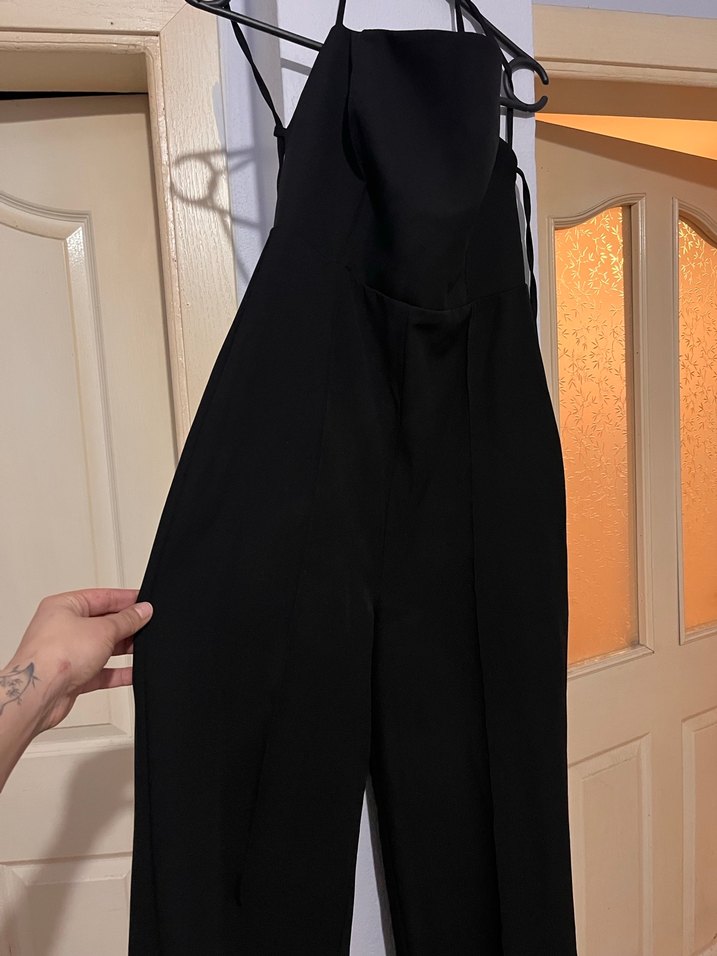 Kadın Siyah Sırt Detaylı Uzun Tulum - Görsel 3