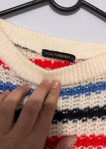 Çizgili Bohem Kadın Triko Kazak - Görsel 4