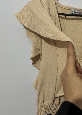 Bej Keten Bohem Uzun Elbise - Görsel 3