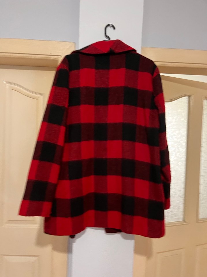 LCW Kırmızı Ekose Düğmeli Midi Kadın Kaban - Görsel 4