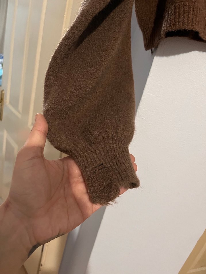 2parça Kahverengi Örgü Salaş Kadın Kazak - Görsel 5