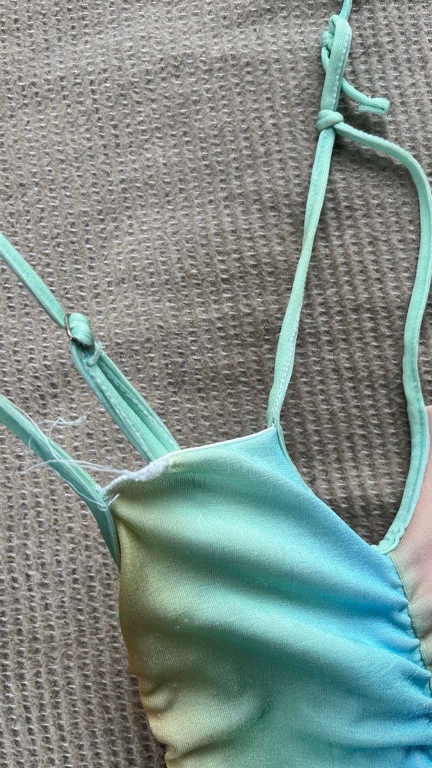 Drapeli Çok Renkli Bohem Mini Elbise - Görsel 3