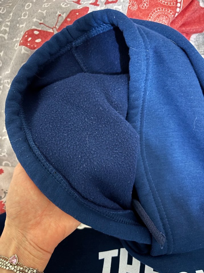 Kapüşonlu Mavi Baskılı Kadın Crop Sweatshirt - Görsel 2