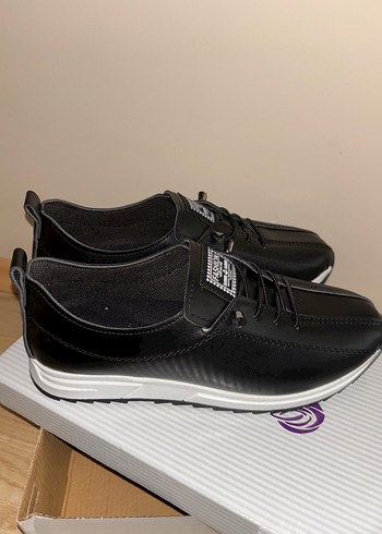 Siyah Stiletto Topuklu Kadın Spor Ayakkabı - Görsel 2