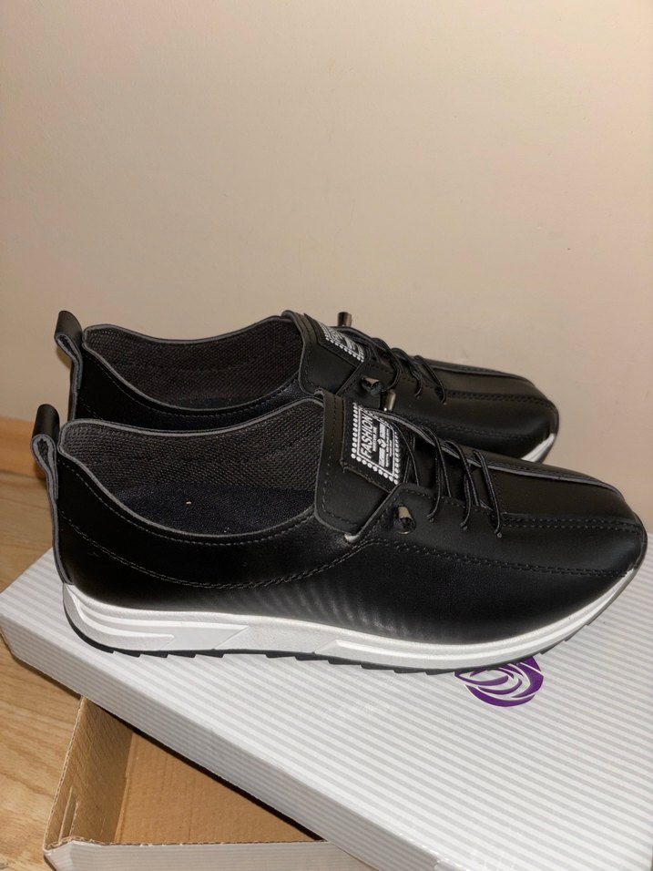 Siyah Stiletto Topuklu Kadın Spor Ayakkabı - Görsel 2